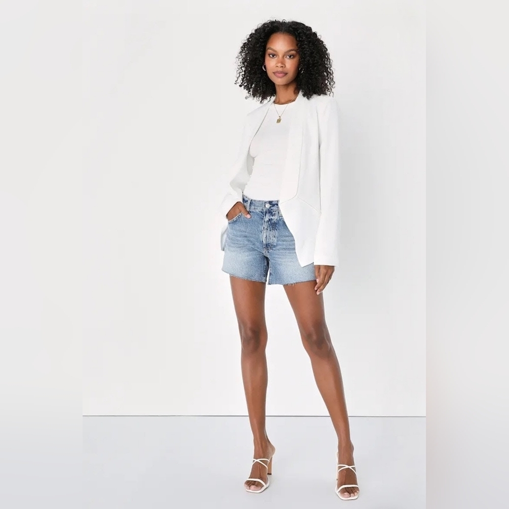 Lulus Miss Punctuality White Lightweight Blazer - Size L